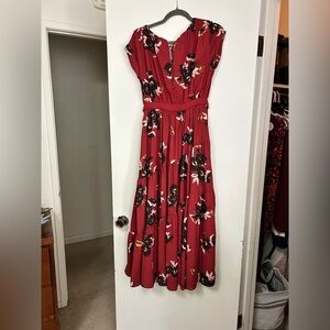Free People Wine Floral Tiered Maxi Dress